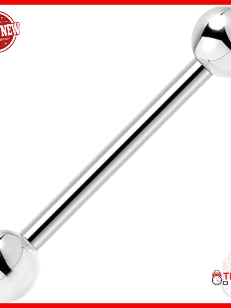 Solid 14k White Gold Tongue Ring Barbell Internally Threaded 14 Gauge